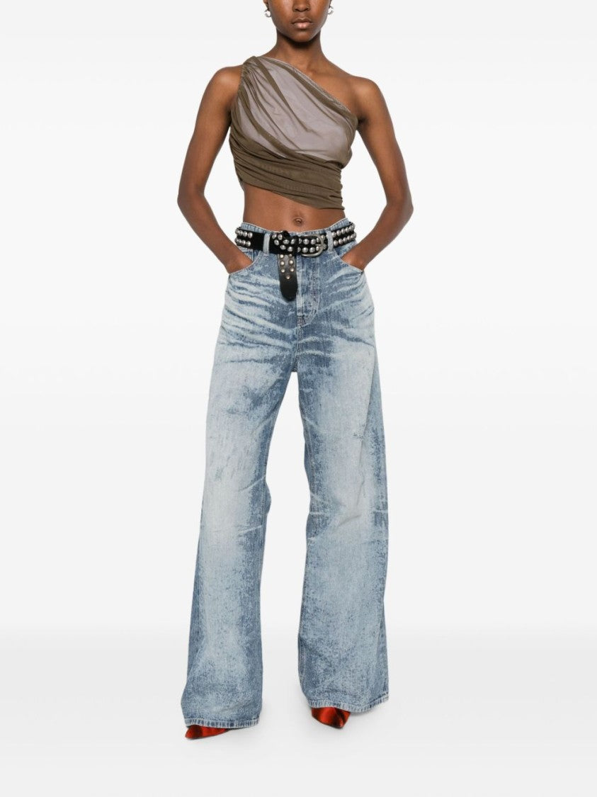Diesel Light Blue Acid-Wash Wide-Leg Jeans