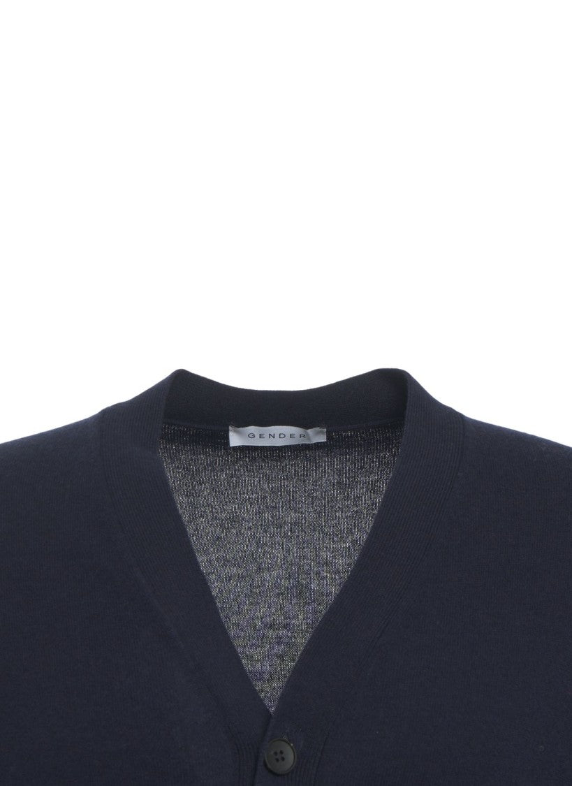 Gender V-Neck Button Front Cardigan In Premium Knit