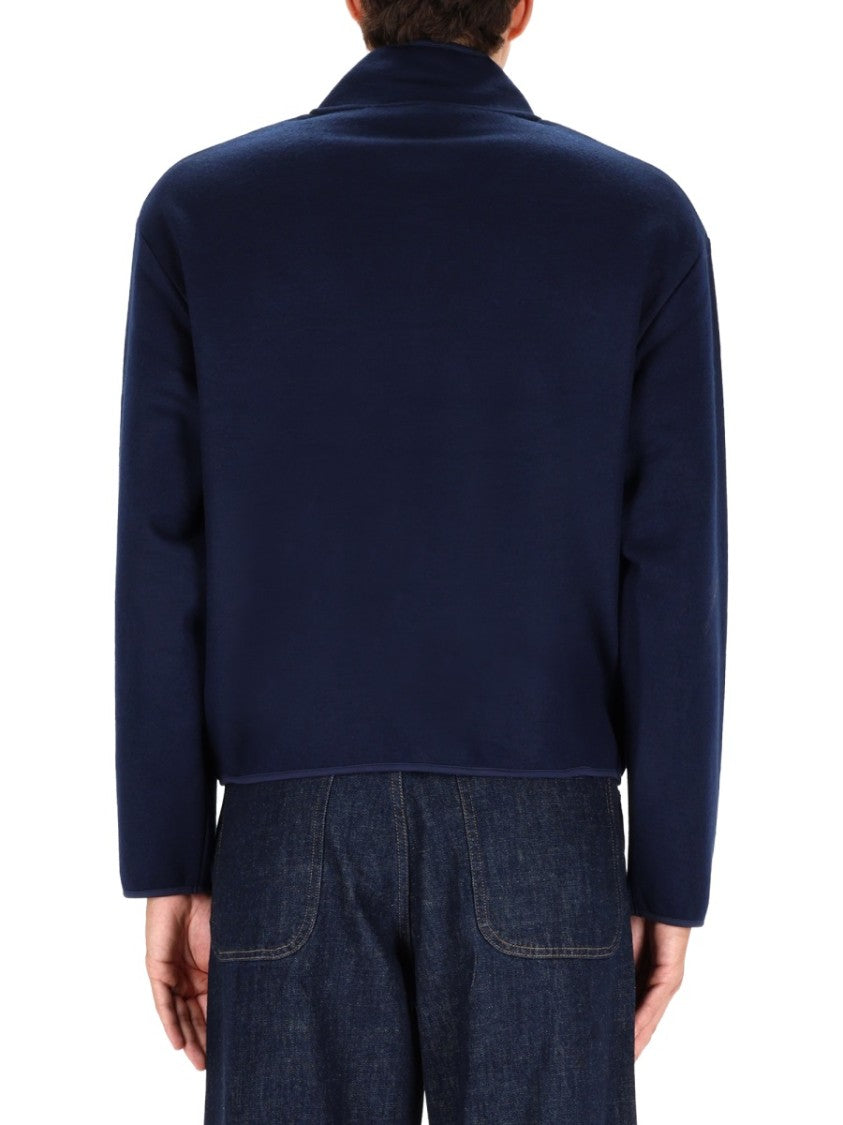 Sunflower Deep Navy Half-Zip Sweatshirt With High Collar And Boxy Fit