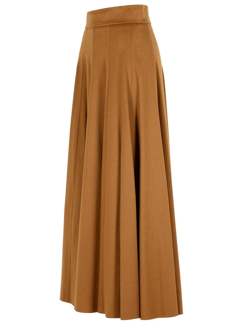 Max Mara A-Line 'Sagra' Camel Leather Skirt