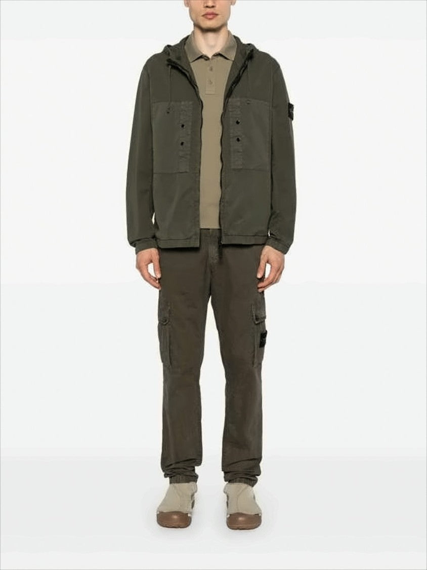 Stone Island Relaxed-Fit Green Jacket With Adjustable Drawstrings