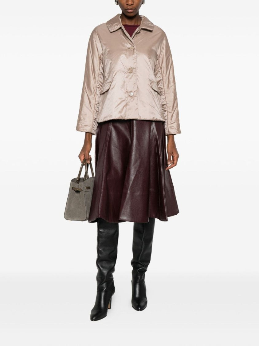 Max Mara Cropped Boxy Beige Coat With Classic Collar
