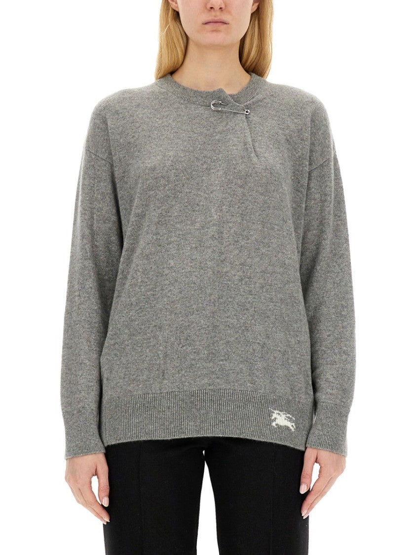 Burberry Cashmere Sweater With Unique Kilt Pin Detail
