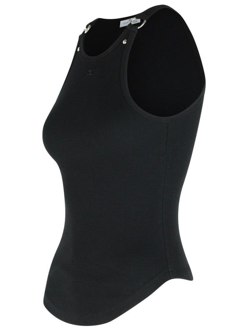 Courrèges Black Cotton Tank Top