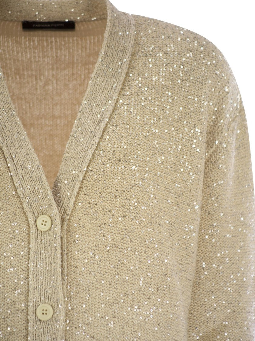 Fabiana Filippi Cotton Knit Cardigan With Sequins
