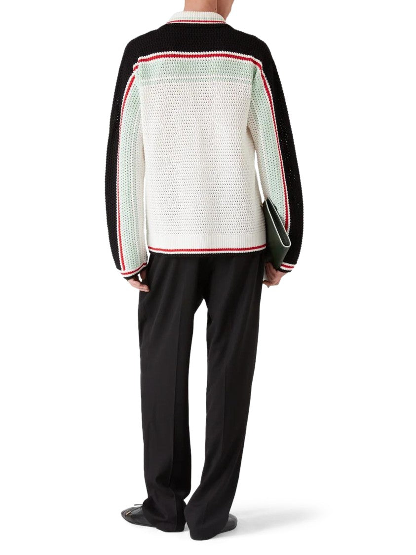 Casablanca Faux Crochet Black Shirt With Intricate Texture
