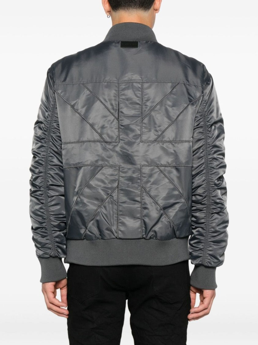 John Richmond Contemporary Bomber Jacket With Ruched Sleeve Details