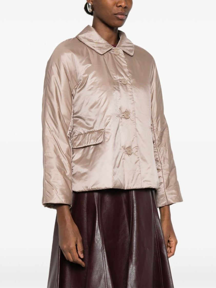Max Mara Cropped Boxy Beige Coat With Classic Collar