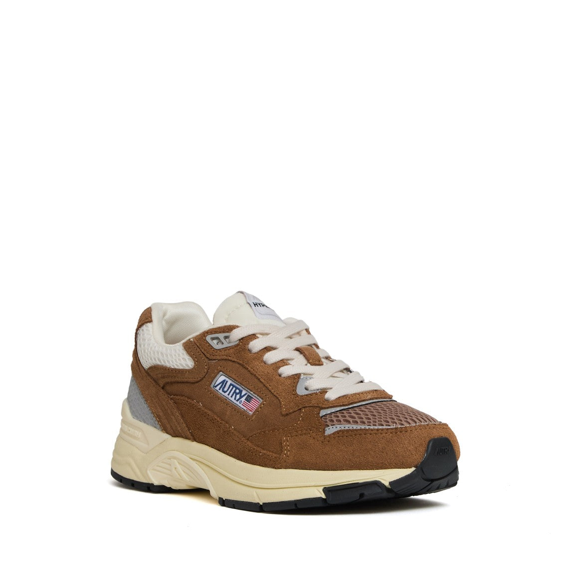 Autry Hyperway Sneakers In Mesh And Suede Cigar, Silver