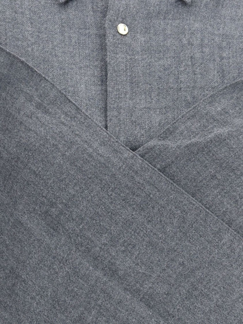 Darkpark Draped Wool Shirt With Textured Fabric