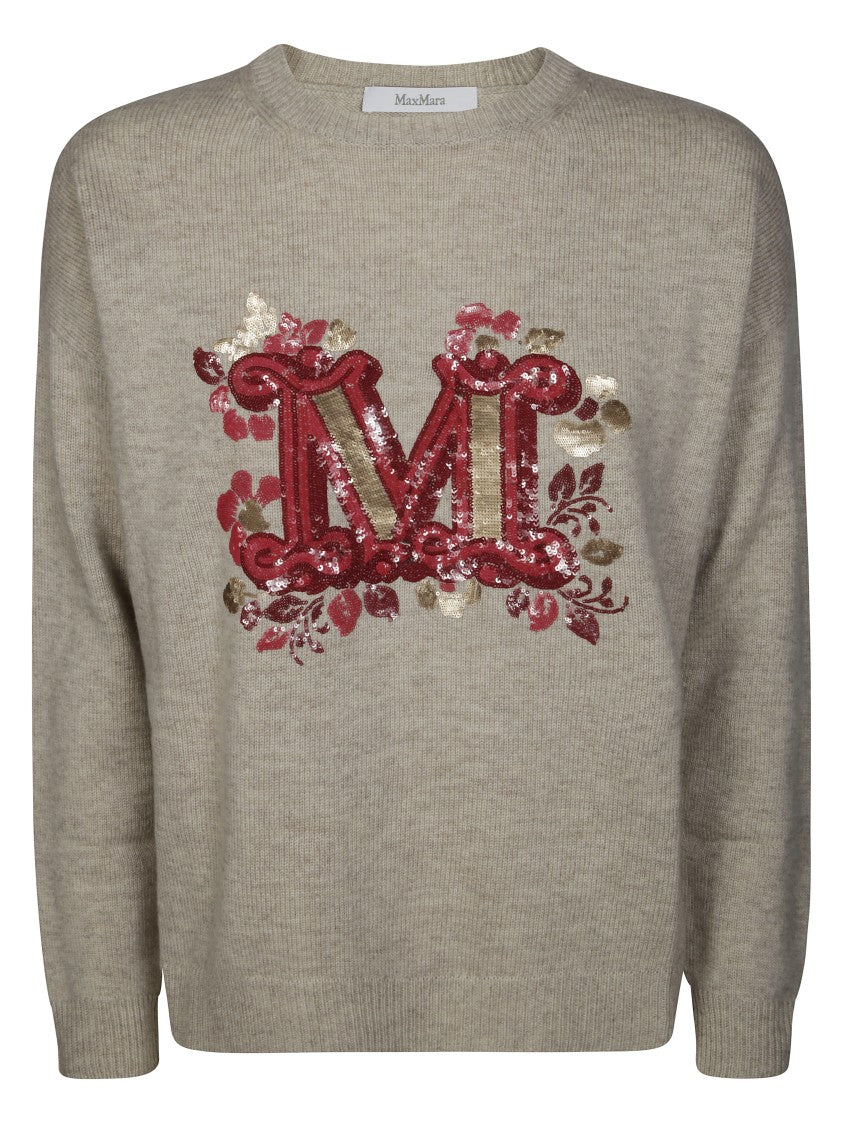 Max Mara Relaxed Fit Sweater With Sequin-Embellished Floral Motif