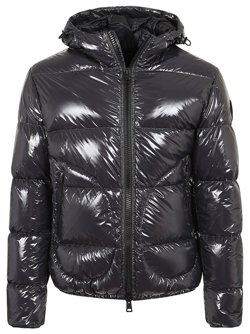 Herno Glossy Bomber Jacket With Hood And Elastic Cuffs