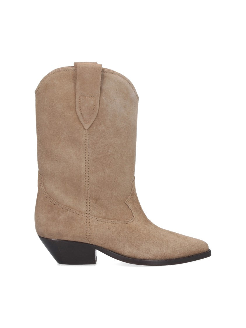 Isabel Marant Mid-Height Suede Western Boots With Pointed Toe And Block Heel