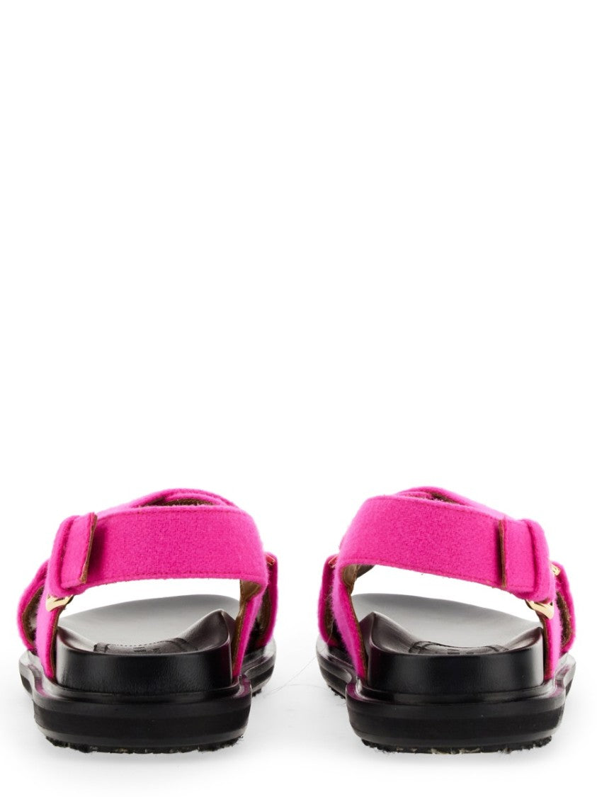 Marni Crisscross Leather Sandal With Gold-Tone Buckles