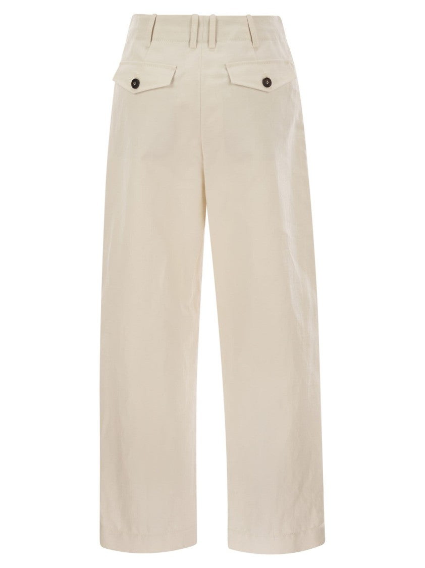 Brunello Cucinelli Pleated Chino Trousers In Cotton Canvas