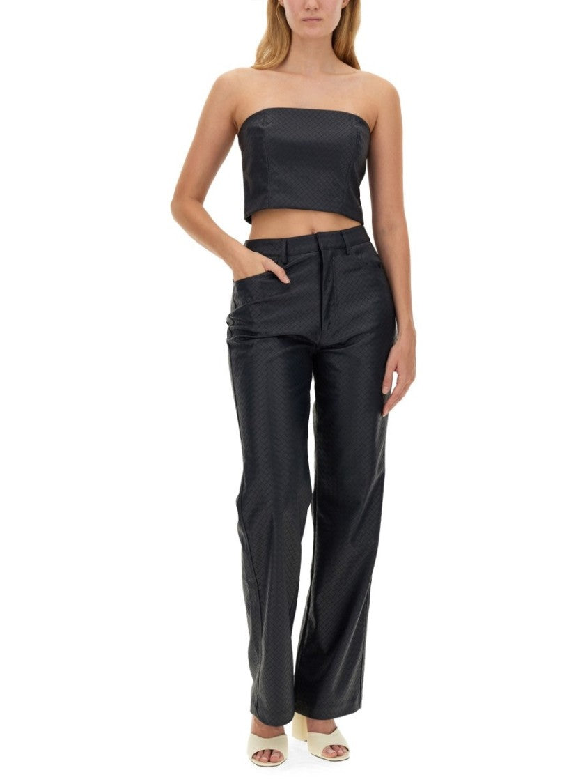 Rotate Straight Leg Pants With Textured Finish