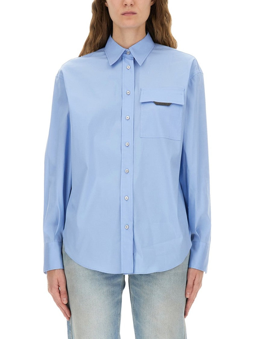 Brunello Cucinelli "Shiny Flap Detail" Shirt