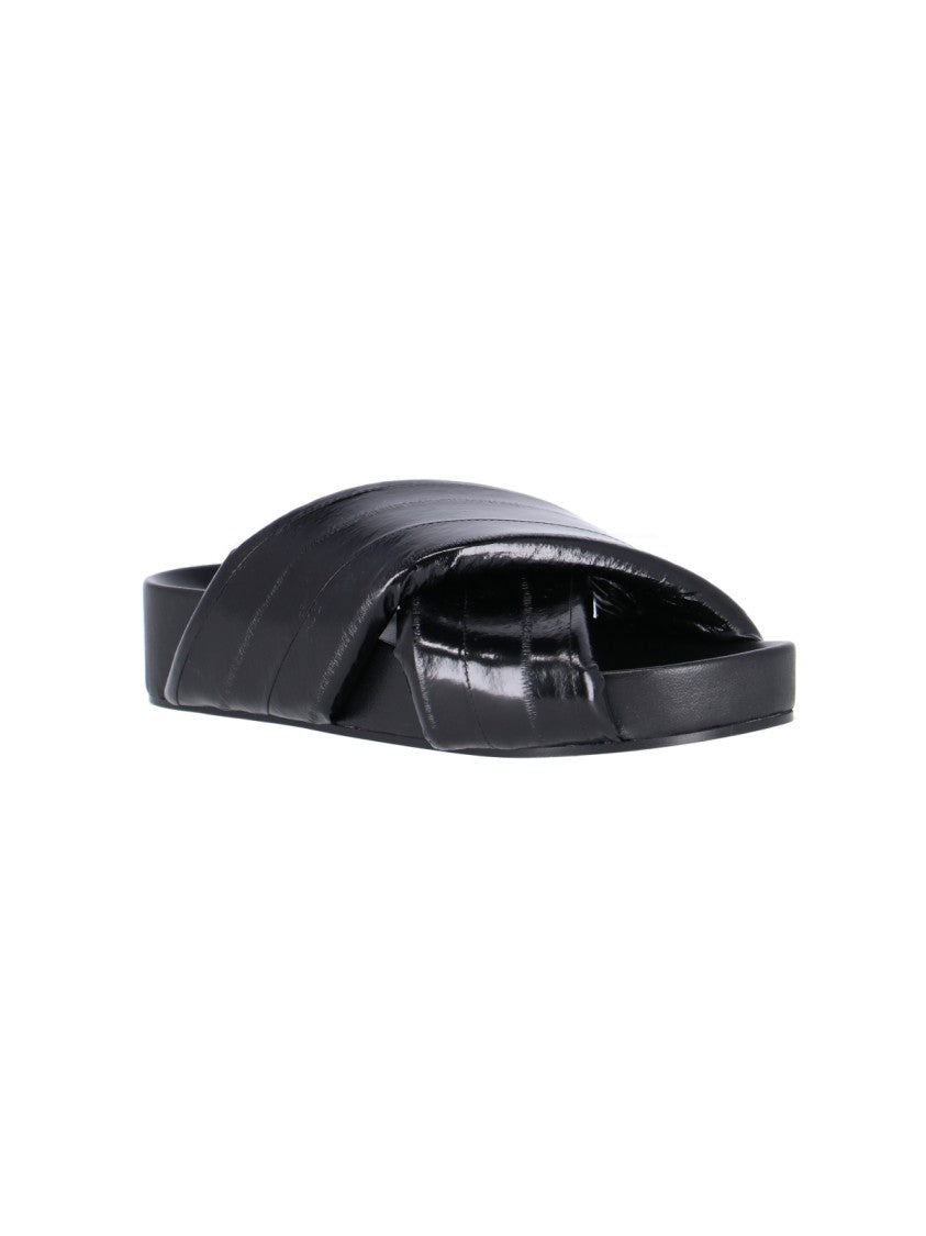 Jil Sander Crisscross Black Leather Sandals