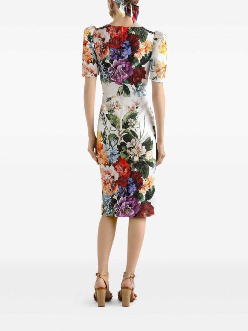 Dolce & Gabbana Puffed Sleeve Midi Dress