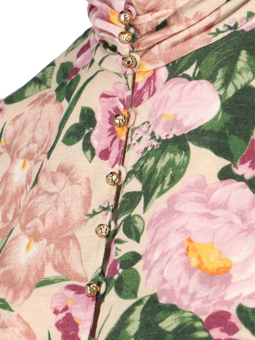 Chloé High-Neck Floral Print  Shirt