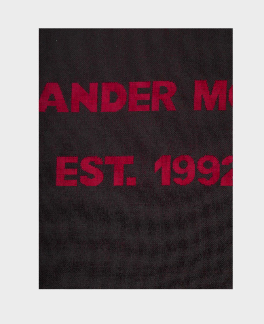 Alexander Mcqueen Fringe-Edged Wool Scarf With Bold Design