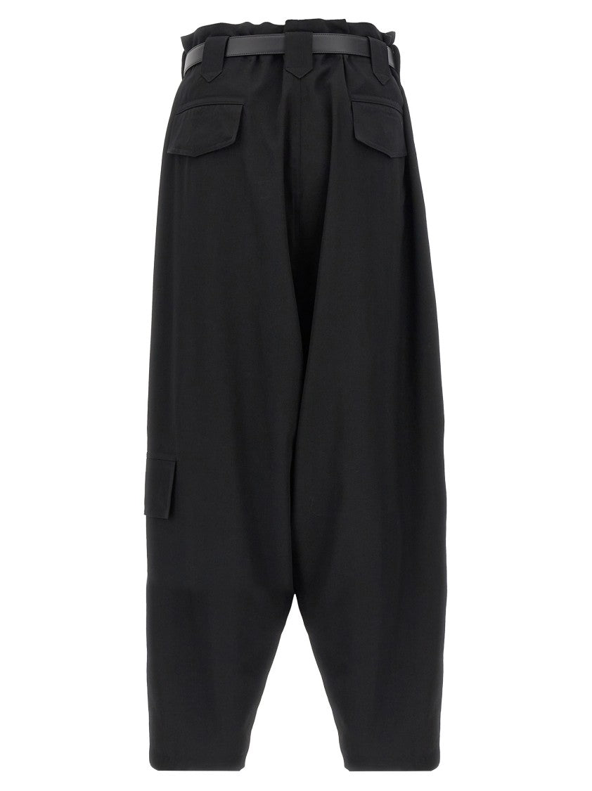 Yohji Yamamoto Oversized Black Wool Gabardine Cargo Pants
