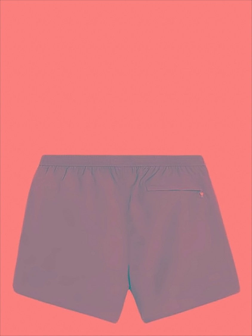 Ami Streamlined Swim Shorts With Elastic Waistband And Heart Detail