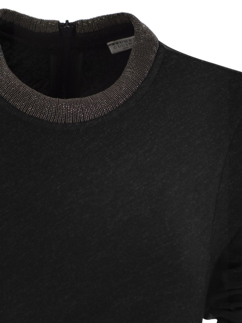 Brunello Cucinelli Draped Dress In Stretch Virgin Wool Jersey