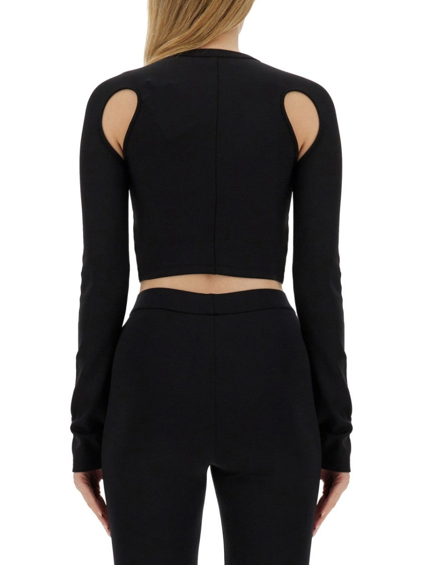 Off-White Cropped Top With Cut-Out Shoulder Details