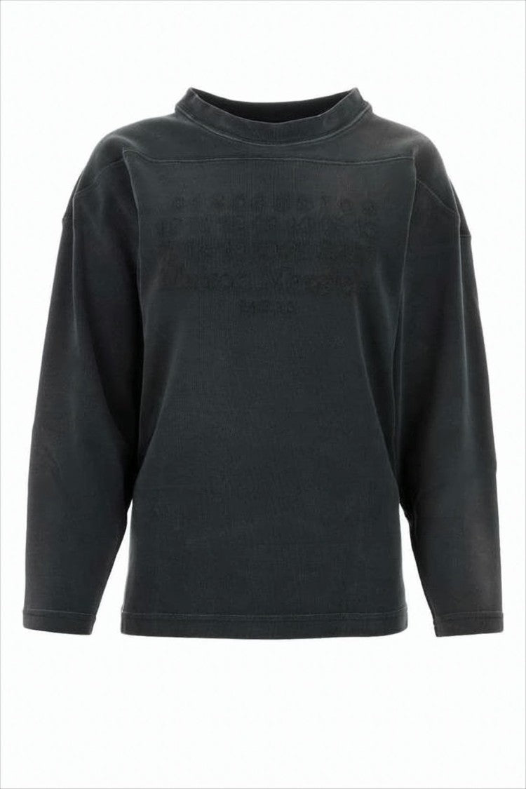 Maison Margiela Long-Sleeve Top With Textured Design And Ruffled Neckline
