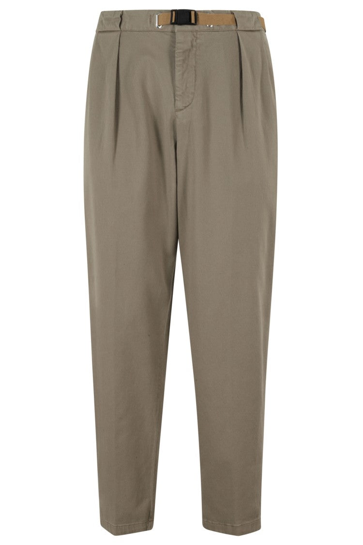 White Sand Relaxed-Fit Trousers With Tapered Leg