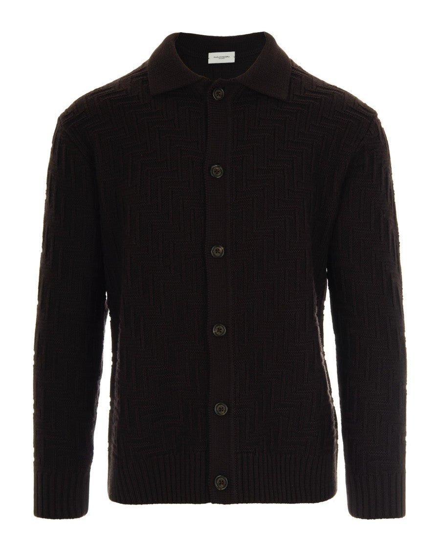 Paolo Pecora Brown Knit Cardigan