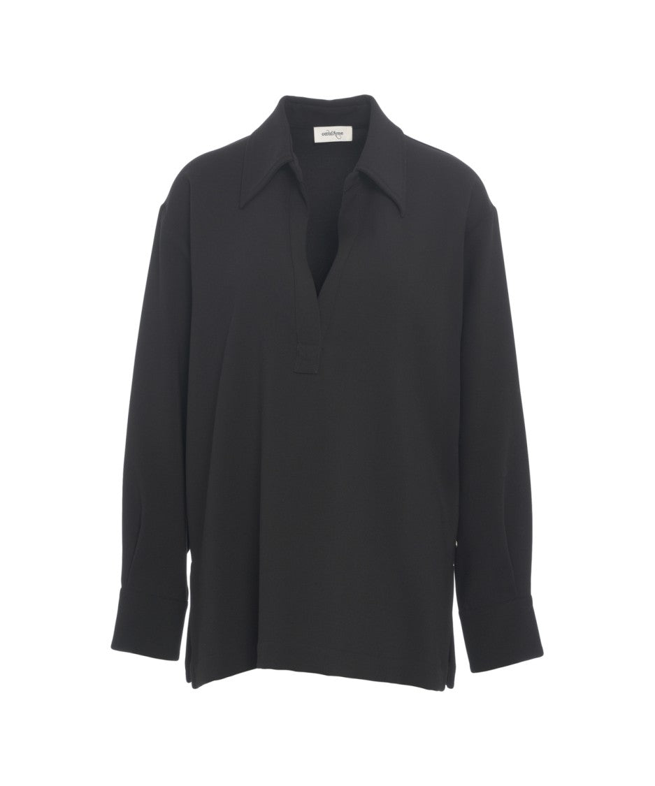 Ottod'ame Relaxed Fit Oversized Blouse With Distinctive Collar