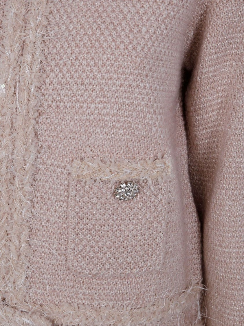 Blugirl Cropped Soft-Textured Knit Sweater With Classic Collar