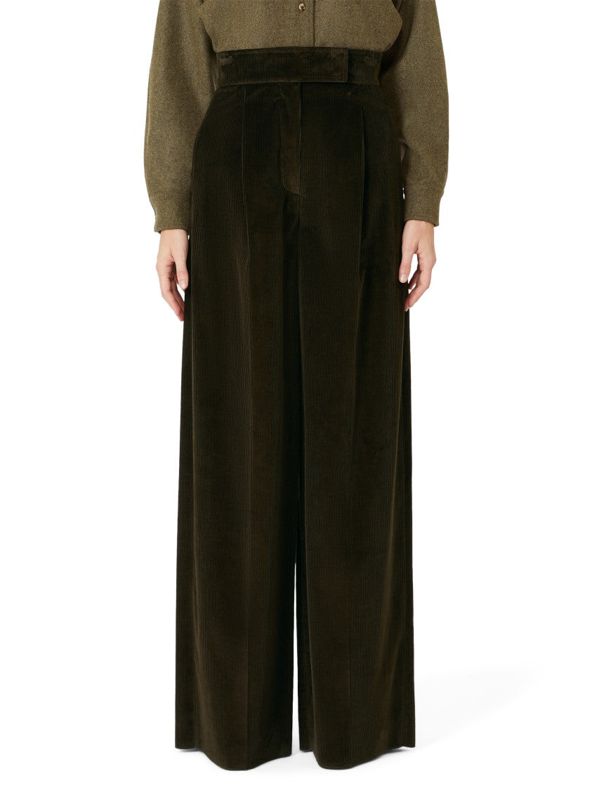 Max Mara Classic Tailored Cotton Trousers With Structured Waistband