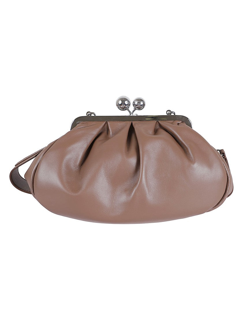 Max Mara Pleated Leather Handbag With Detachable Chain Strap