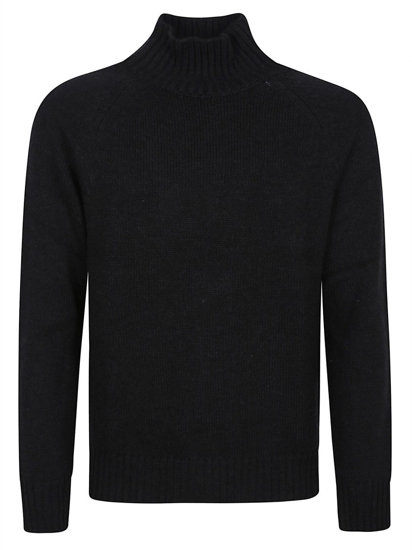 Eleventy Black Ribbed Virgin Wool Sweater