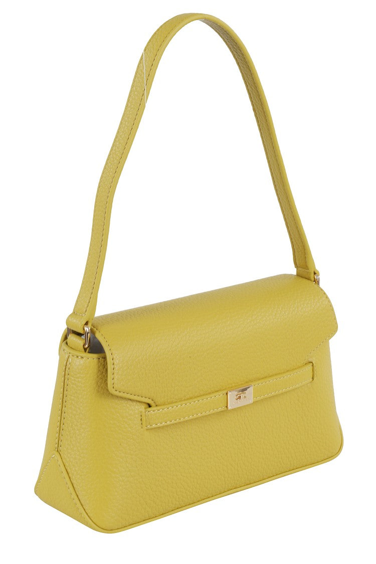 Elisabetta Franchi Textured Finish Shoulder Bag With Logo-Embellished Strap