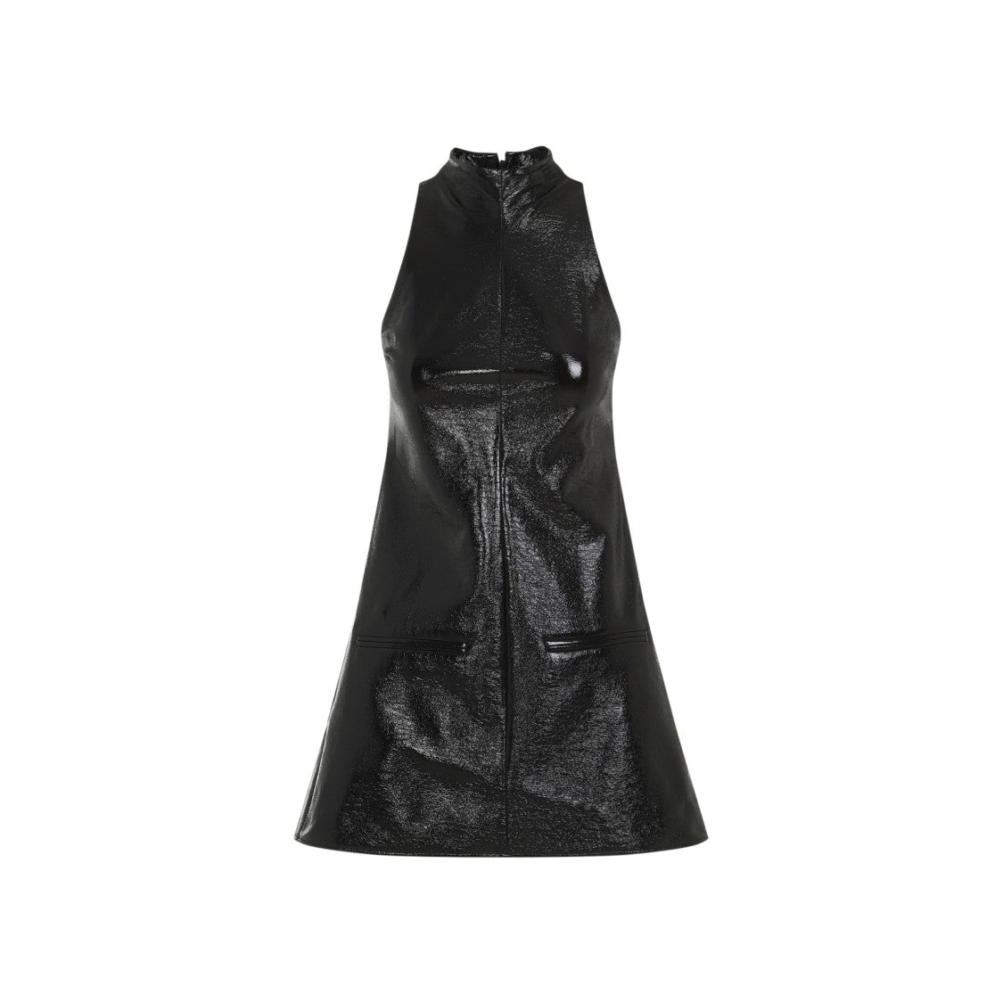 Courrèges Mini Dress With High Neckline And Glossy Finish
