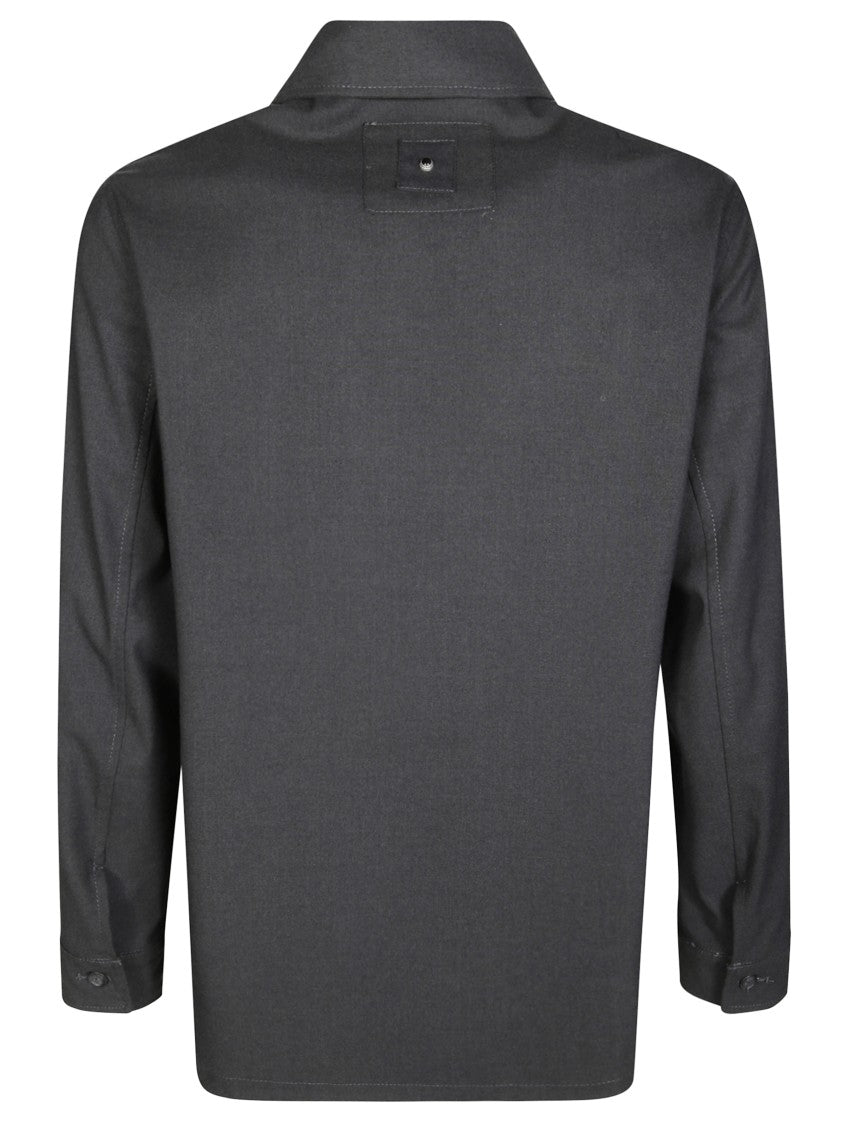 White Sand Shirt-Jacket Hybrid With Minimalist Design And Button-Up Front