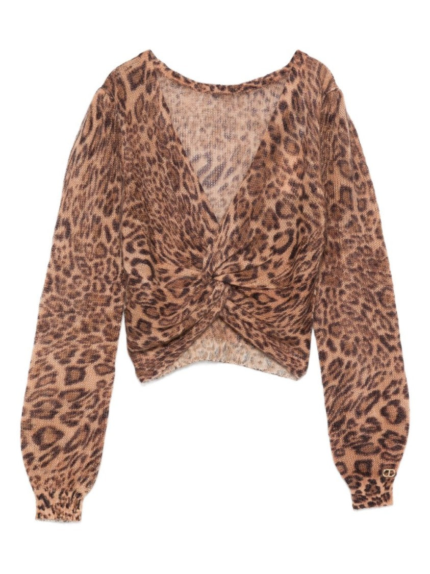 Twin-Set Cropped Sweater With Twisted Front