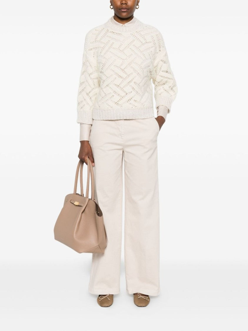Peserico Textured White Alpaca Blend Sweater