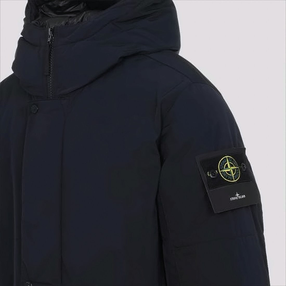 Stone Island Long Insulated Padded Jacket With High Collar And Hood