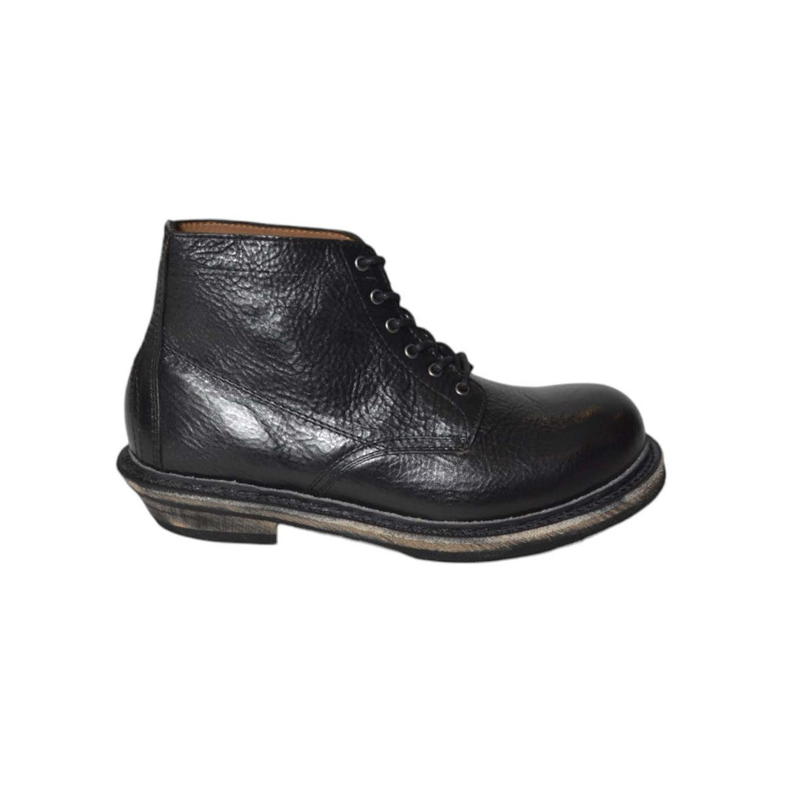 Our Legacy Textured Leather Boots With Lace-Up Front And Stacked Heel