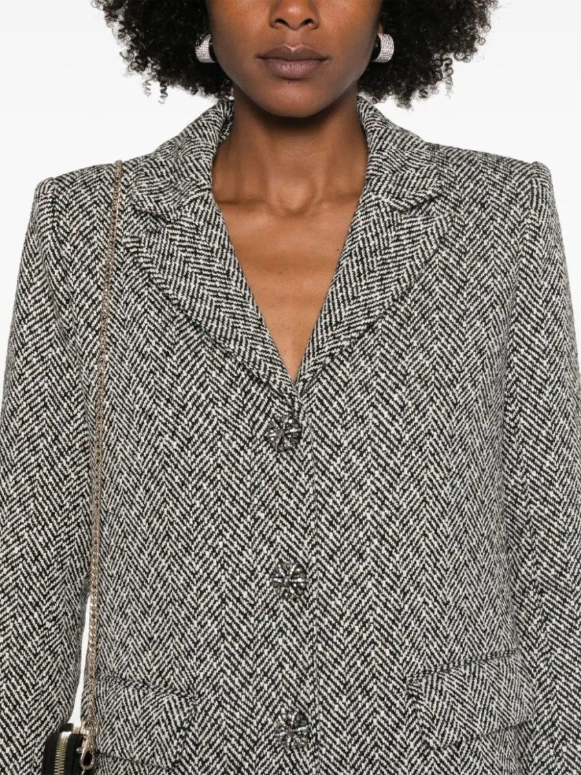 Self-Portrait Herringbone Blazer