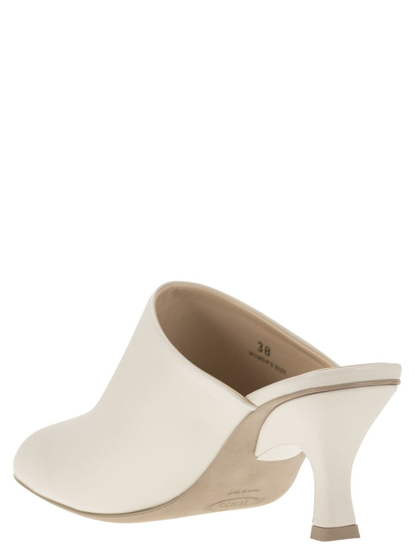 Tod's Fine Smooth Leather Sabot With Narrow Heel