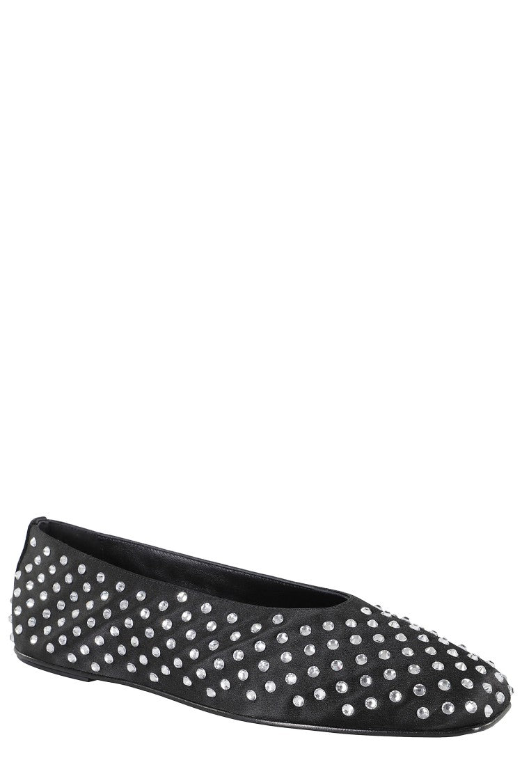 Magda Butrym Ballet Flats Satin Black Crystals