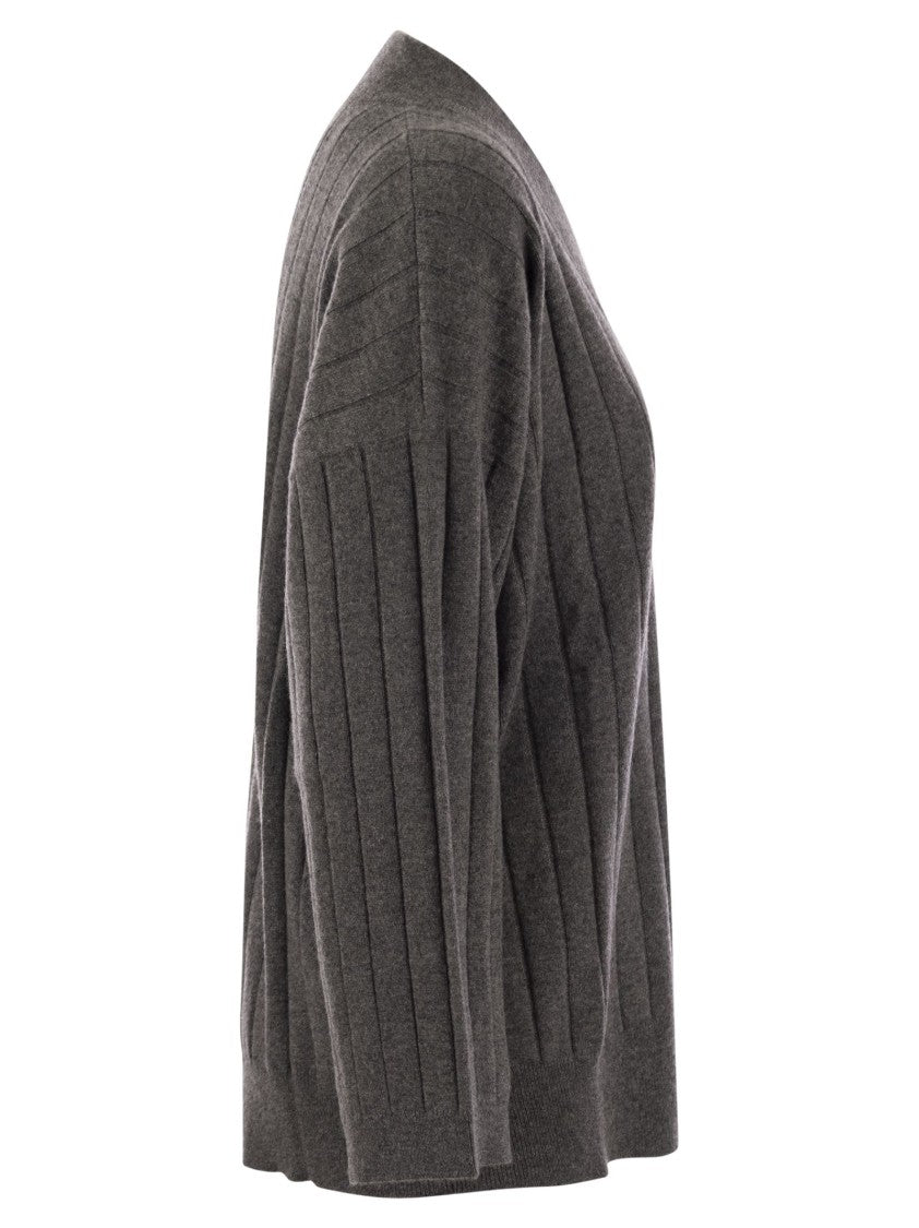 Brunello Cucinelli Cashmere Sweater With V-Neck And Necklace