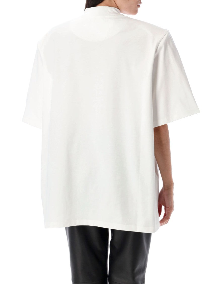 The Attico Boxy White T-Shirt With High Neckline