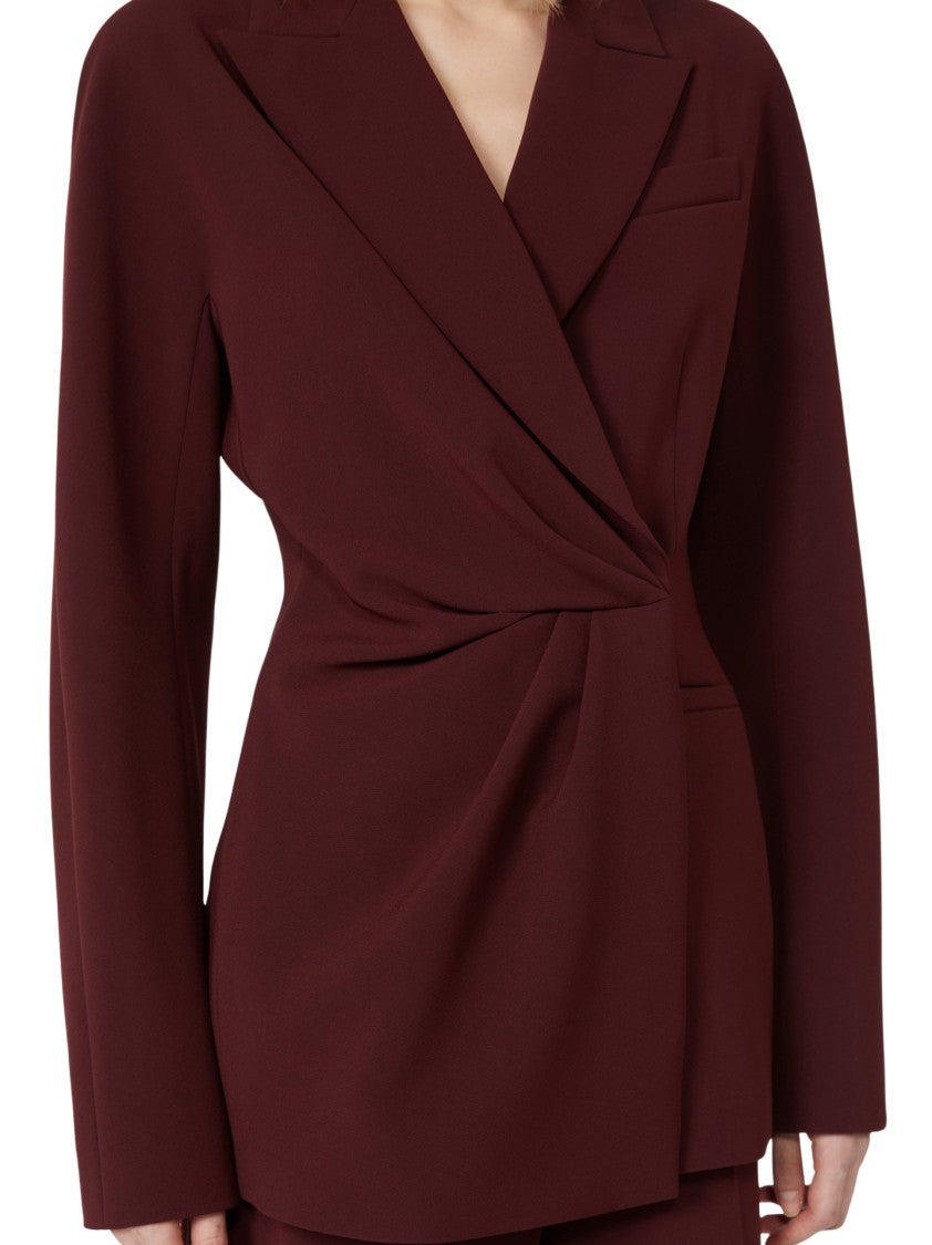 Max Mara Tailored Burgundy Blazer With Draped Detail